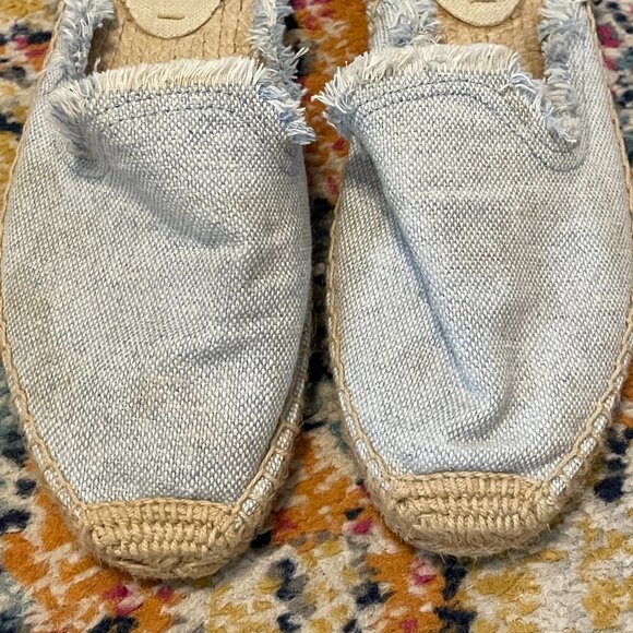 Soludos Frayed Hem Chambray Espadrille Mule Slides-Sz 6 - Picture 6 of 6